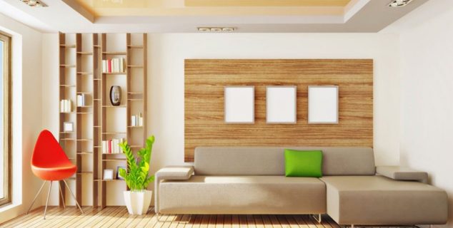 Wood decoration in the modern living room 634x320 15 Vivid Ways to Decor the Interior Walls With Wooden Art Design