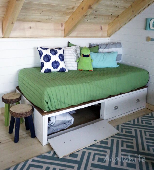 diy20daybed20easy20drawer04 634x702 13 Useful DIY Ideas on How to Build Platform Bed