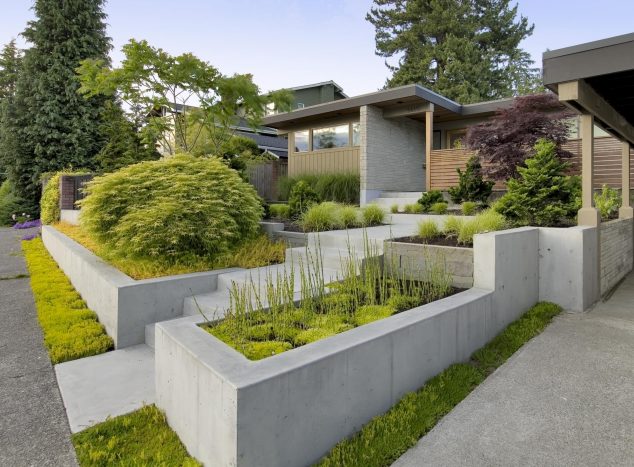 19 Dramatic Terraced Planter Ideas For Creating Landscaping Show exterior massive rectangular stone planter box ideas mixed grey exterior stair fetching stone planter box ideas for long lasting garden freshness 634x467 19 Dramatic Terraced Planter Ideas For Creating Landscaping Show