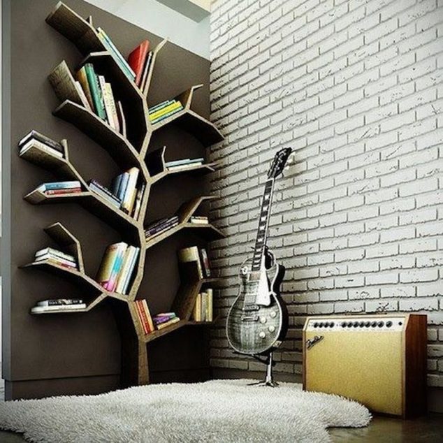 fabulous interior bookshelves furniture tree shape 634x634 15 Tree Sided Wall Decor For The Blank And Boring Walls In The House