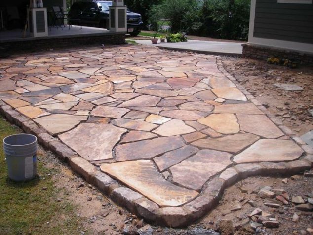 Solve the Puzzle: DIY Flagstone Walkway Tutorial For Inspiration flagstone patio edging ideas 12560 736 552 634x476 Solve the Puzzle: DIY Flagstone Walkway Tutorial For Inspiration