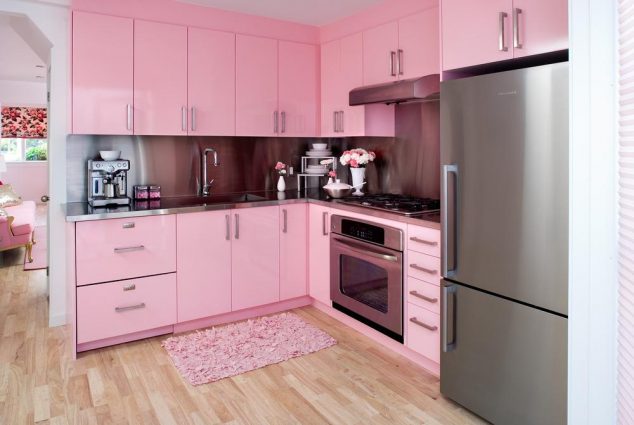 14 Dream Designed Small Kitchen in Pink Color That Will Amaze You imagem35 7 634x425 14 Dream Designed Small Kitchen in Pink Color That Will Amaze You