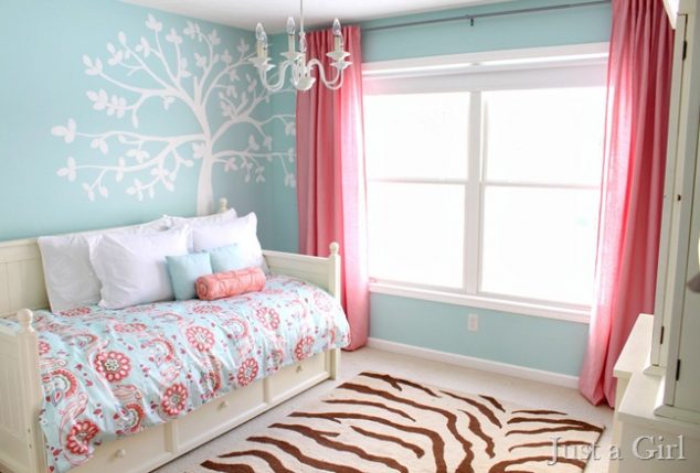 15 Tree Sided Wall Decor For The Blank And Boring Walls In The House inspiration idea girls bedroom ideas blue and pink 1 634x429 15 Tree Sided Wall Decor For The Blank And Boring Walls In The House