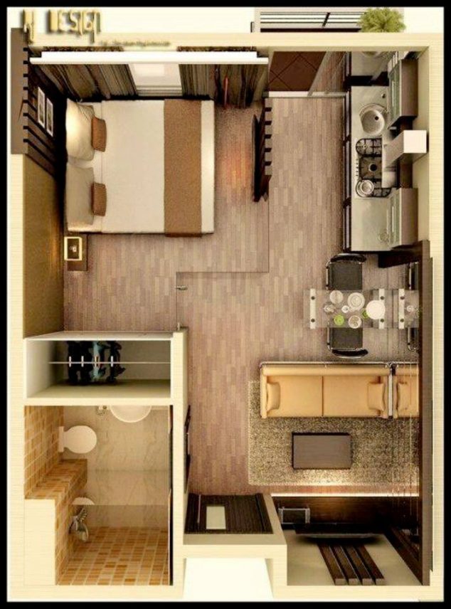 15 Studio Loft Apartment Floor Plans For Home Design mau thiet ke noi that dep tien nghi hien dai cho nha nho 40 634x856 15 Studio Loft Apartment Floor Plans For Home Design