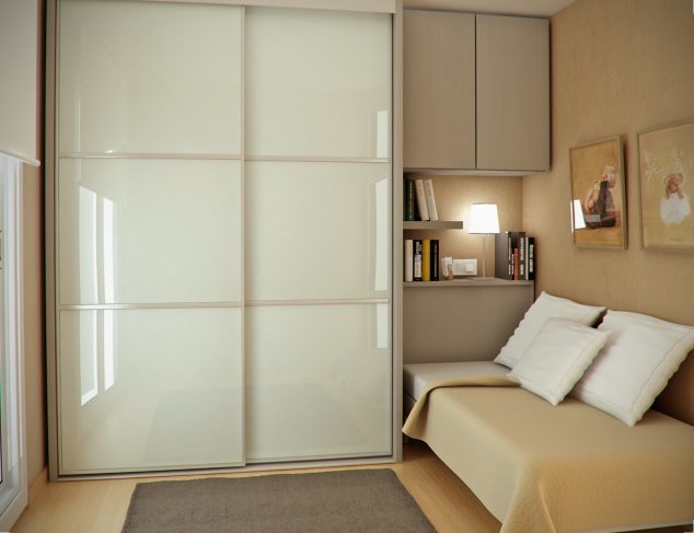20 Ideas How to Design Small Bedroom That Abound Elegance small bedroom design ideas white chusion chairs large cabinet color mattress transparant curtain tiny captivating space saving designs for kids rooms tall wardrobe wooden table lamp 634x487 20 Ideas How to Design Small Bedroom That Abound Elegance