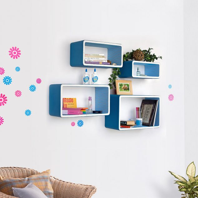 15 Ways to Mesmerize the Walls In The House With Amazing Wall Rack Ideas trista deepskyblue strip rectangle leather wall shelf book 4 634x634 15 Ways to Mesmerize the Walls In The House With Amazing Wall Rack Ideas