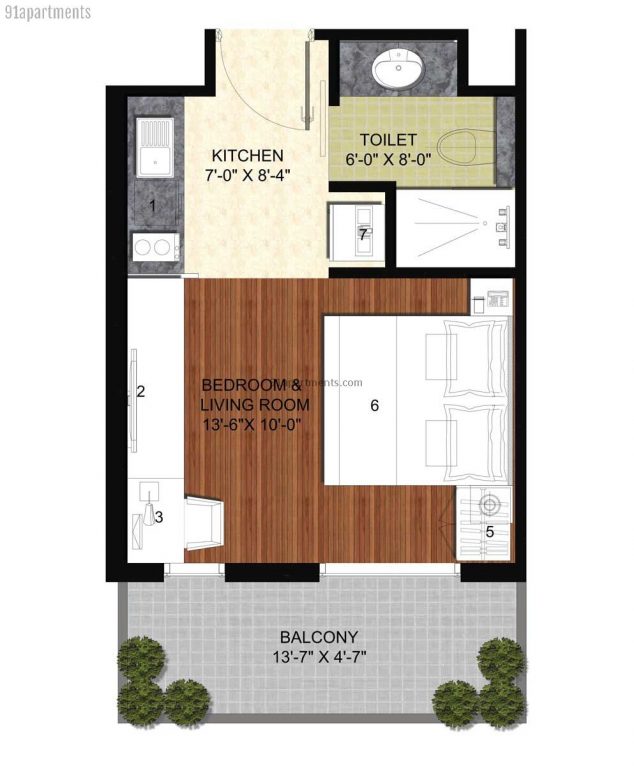 unnati vesta suites 1 bhk studio 500 634x766 15 Studio Loft Apartment Floor Plans For Home Design