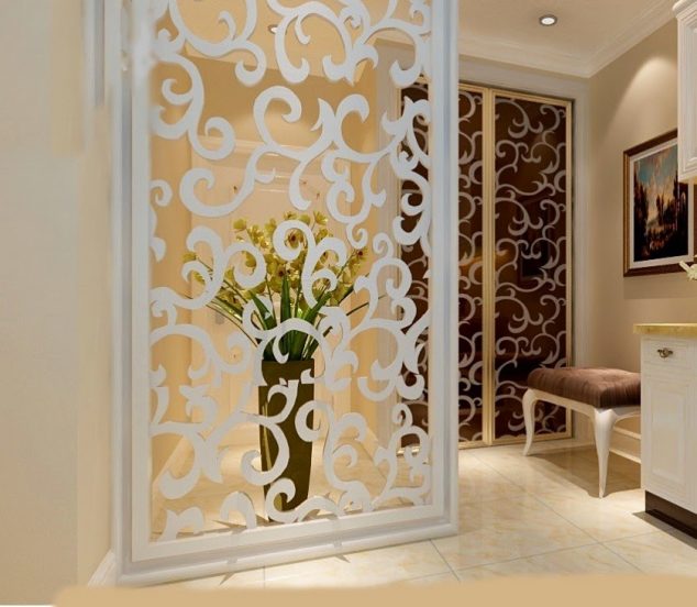vach ngan hoa van phong ngu dep 634x552 15 Vivid Ways to Decor the Interior Walls With Wooden Art Design