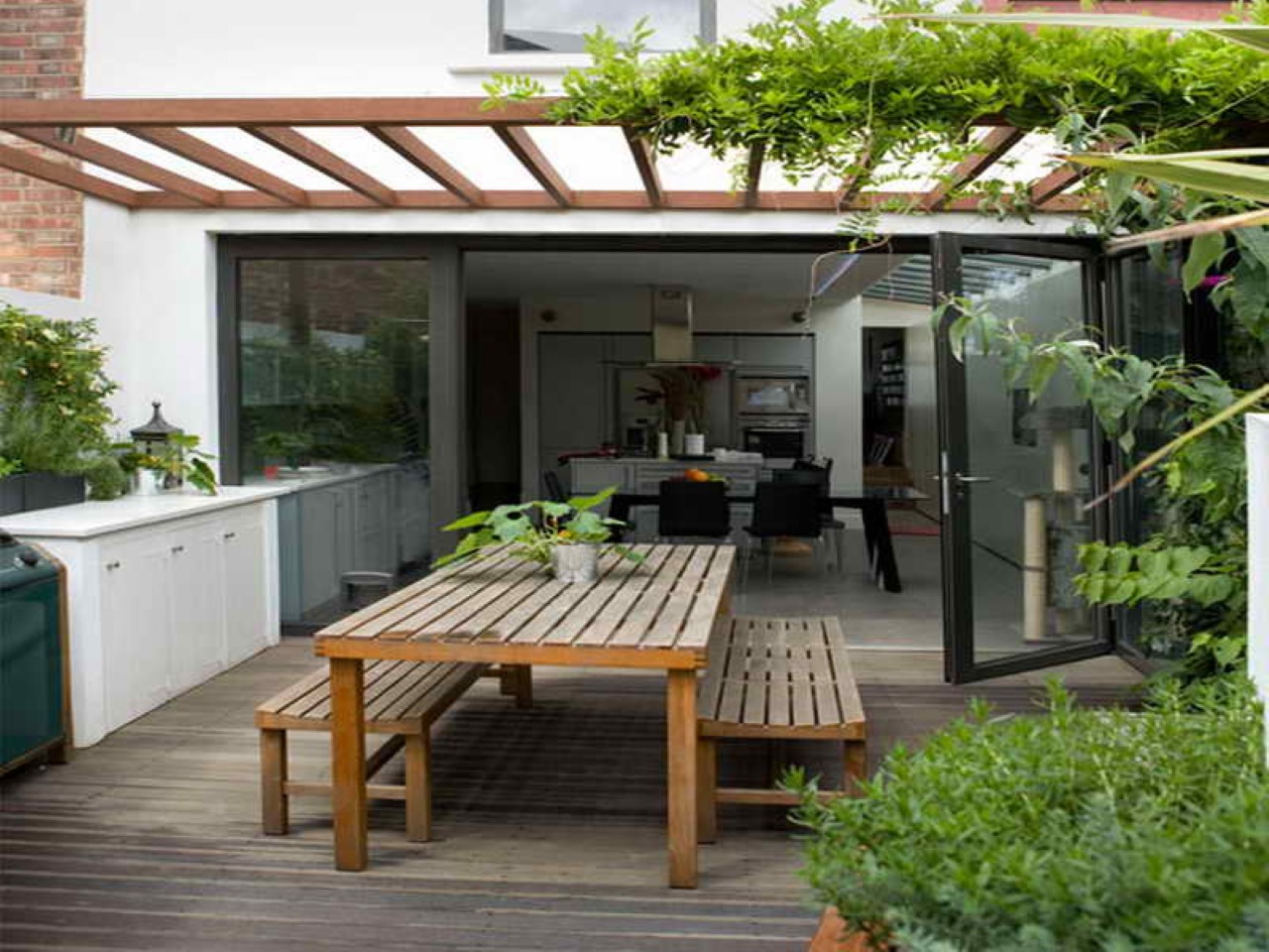 vintage-wooden-patio-dining-table-set-under-canopy-plus-white-outdoor