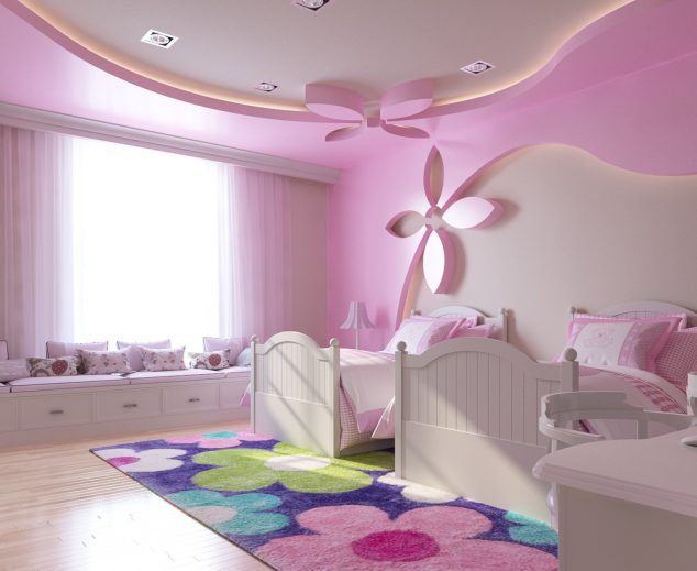 13 Pink Gypsum Board Design for Girl Kid's Room That Looks Impressive