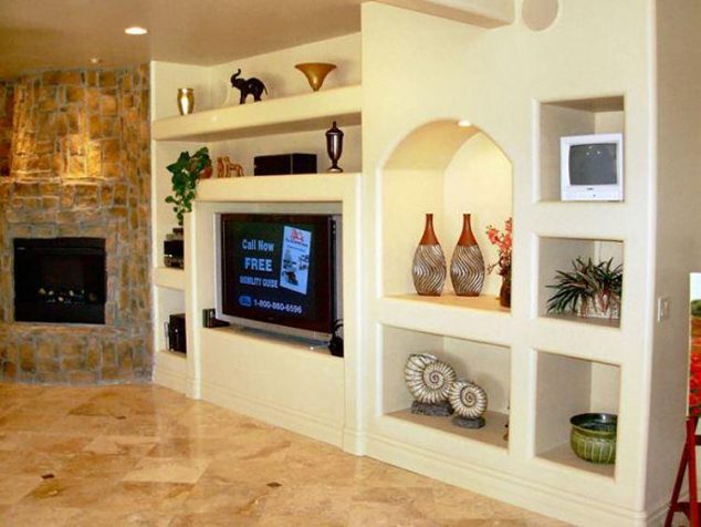 327 634x476 14 Breathtaking Gypsum Board And Niches For TV Wall Unit
