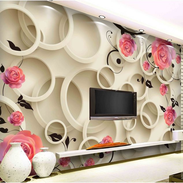 Free shipping Individuality brief tv background wallpaper 3d hd rose wallpaper qiangbu wall stickers 3d wall 634x634 12 3D Wallpaper for TV Wall Units That Will Make a Statement
