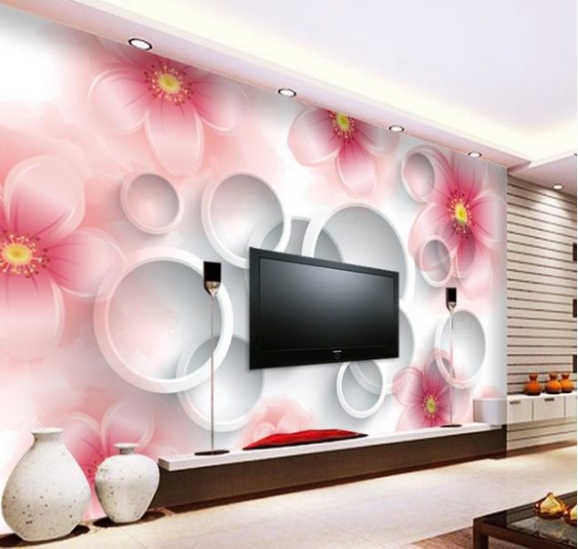 High quality 3D font b flower b font font b circle b font wallpaper 3D wall 634x602 12 3D Wallpaper for TV Wall Units That Will Make a Statement