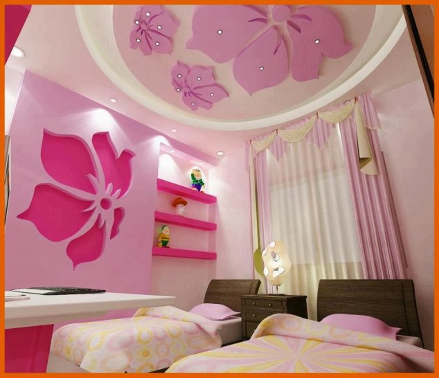 SuperArtwork1 634x546 13 Pink Gypsum Board Design for Girl Kids Room That Looks Impressive