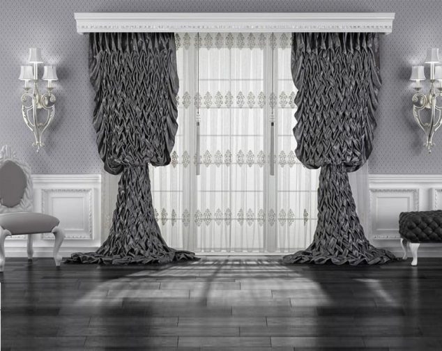 Unusual black modern curtain designs and patterns for living room 1 634x504 15 Modern Curtains Design to Make You Say Wow