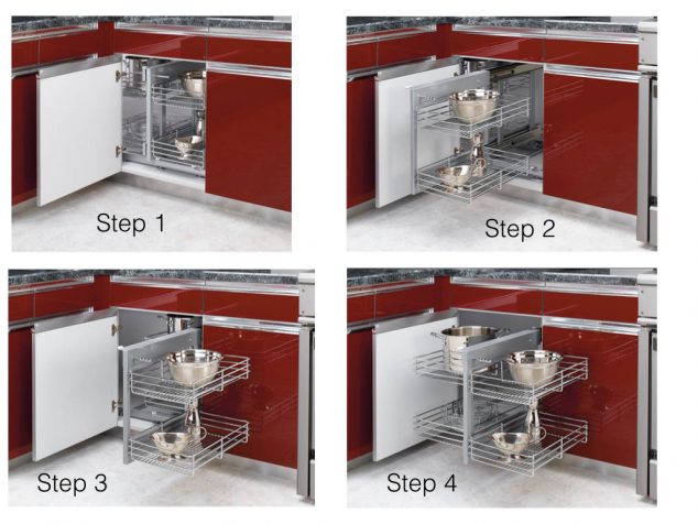 blind corner cabinet rev a shelf 001 634x476 Organization in Kitchen Has Never Been Easier With Corner Kitchen Cabinet