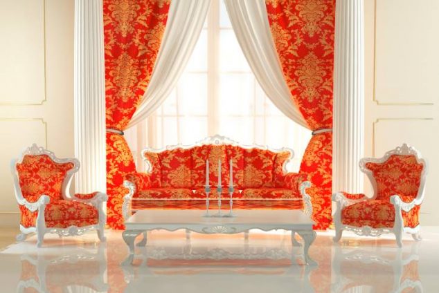 15 Modern Curtains Design to Make You Say Wow modern living room curtains in orange theme 634x424 15 Modern Curtains Design to Make You Say Wow