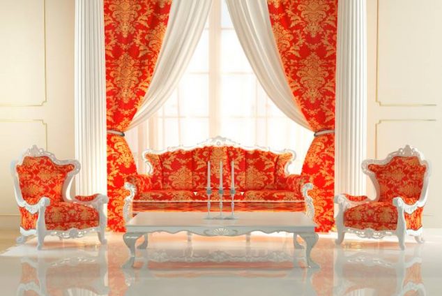 modern living room curtains in orange theme 634x424 15 Modern Curtains Design to Make You Say Wow