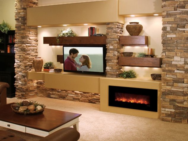 unique wall units entertainment center modern wall entertainment centers with fireplace 93852d75a64ab85a 634x476 14 Breathtaking Gypsum Board And Niches For TV Wall Unit