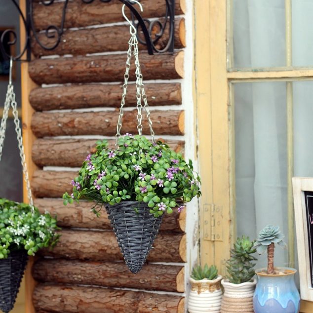 1 Set Artificial Flowers flower basket Willow Basket Hanging Artificial Plants Flower for Home Decor 0430 634x634 14 Superb Decorative Hanging Flower Pots for DIYers