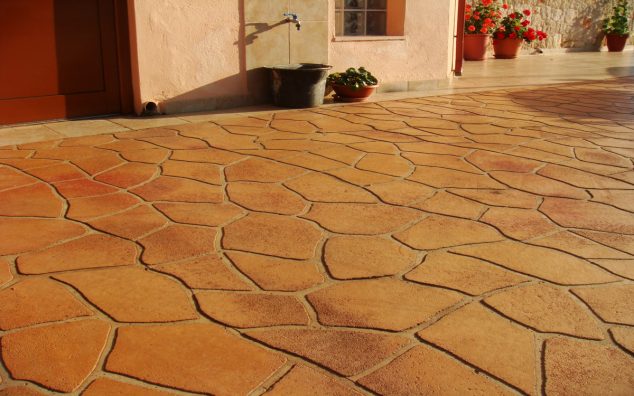 DIY Stunning Driveway Made of Painted Concrete Stone Stencil 1460132246 concrete stencils home 634x396 DIY Stunning Driveway Made of Painted Concrete Stone Stencil