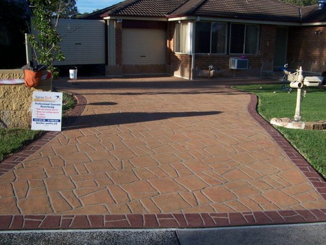 366146 634x476 DIY Stunning Driveway Made of Painted Concrete Stone Stencil