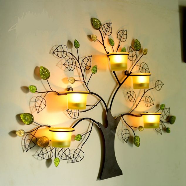 Creative Handmade Rustic Iron font b Tree b font Shape font b Candle b font Holder 634x634 15 Timeless Metal Wall Art For a Breathtaking First Impression