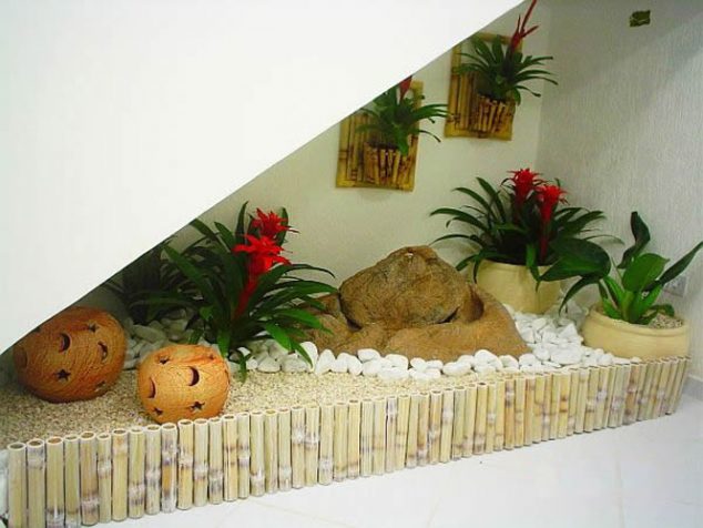 DecoraC3A7C3A3o de jardim com pedras 002 634x476 16 Awesome Under the Stairs Garden to Inspire You