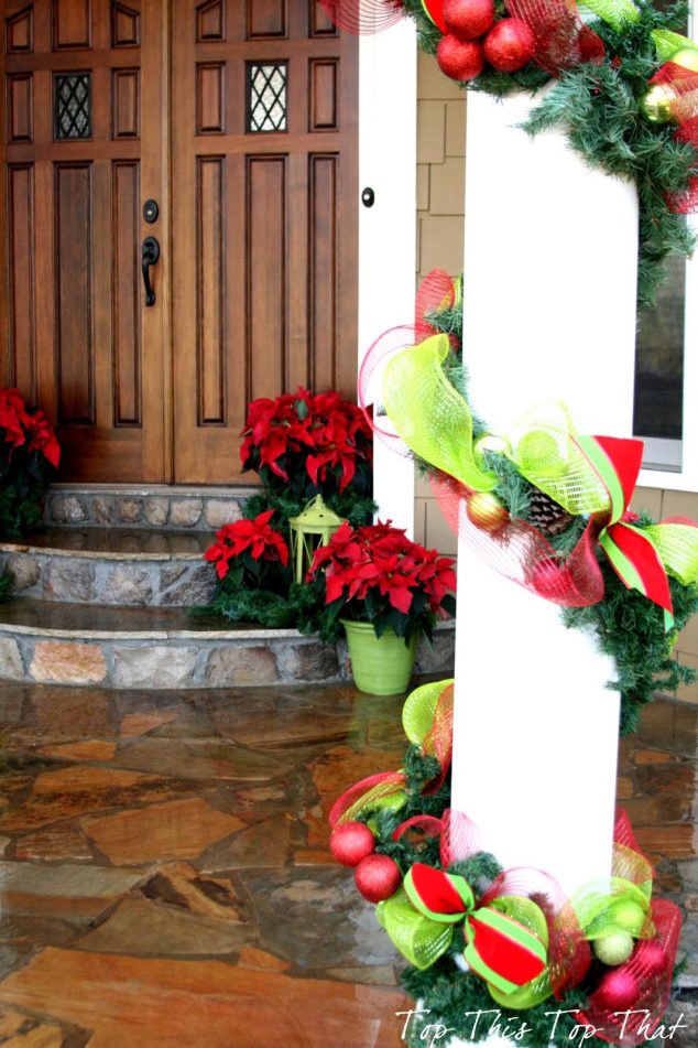 15 Sensational Christmas Front Door Decor With Lovely Red Poinsettias