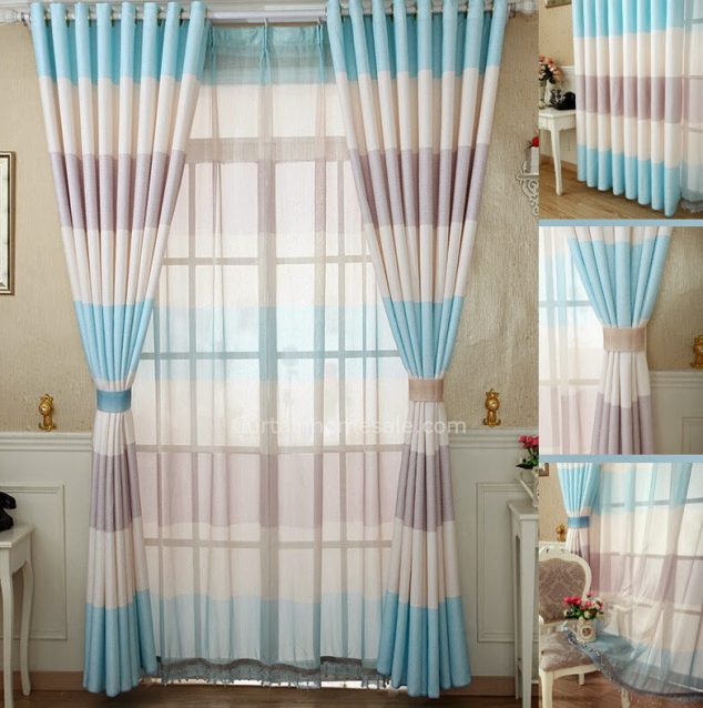 Princess Baby Blue Striped Print Bay Window Curtain Ideas CHS1076 2 634x638 Different Style: Find 15 Beautiful Curtains Design Just Here