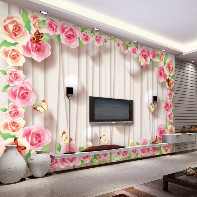 15 Fancy 3D Wall Stickers to Ruin Your Heart Romantic Rose Wallpaper Personalized Custom 3D Wall Murals Modern photo wallpaper Wedding Room Decor font b 634x632 15 Fancy 3D Wall Stickers to Ruin Your Heart