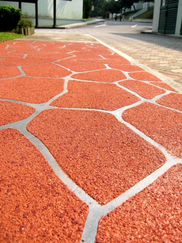 Spray Coat Walkway Random stone pattern 768x1024 634x845 DIY Stunning Driveway Made of Painted Concrete Stone Stencil