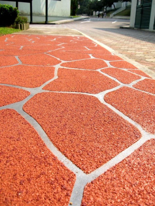 DIY Stunning Driveway Made of Painted Concrete Stone Stencil Spray Coat Walkway Random stone pattern 768x1024 634x845 DIY Stunning Driveway Made of Painted Concrete Stone Stencil