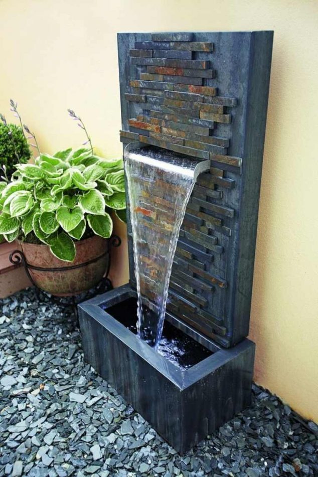 dC3A9co jardin zen extC3A9rieur idee fontaine 634x951 15 Exclusive Backyard Waterfall Fountain You Would Like to See Again