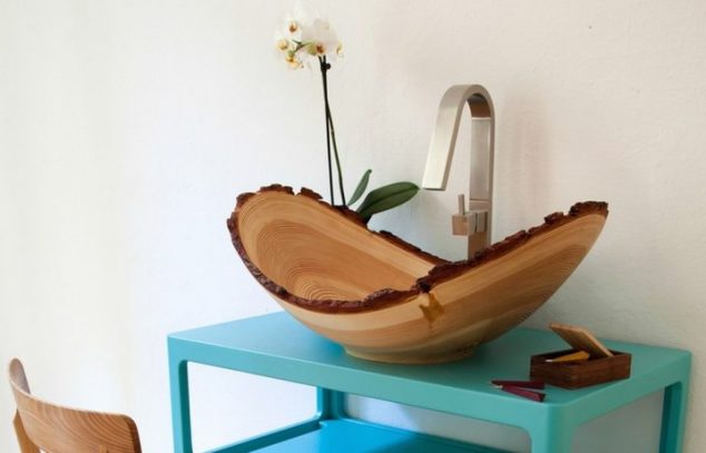 ddb59 slow wood washbasin 718x461 634x407 15 Wooden Sink That are Eye Catcher in Every Bathroom