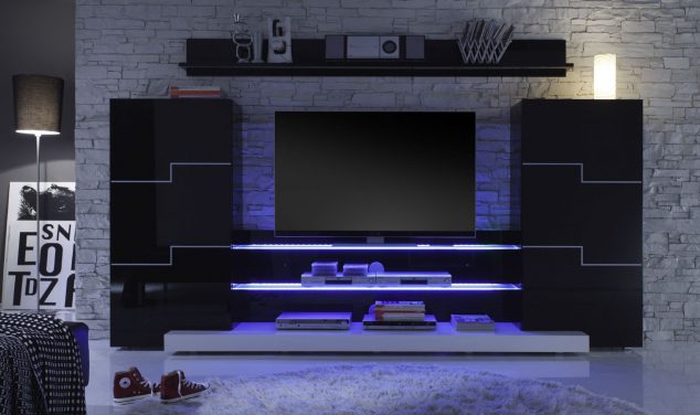 decoration gothic tv cabinet touchs for wall unit designs with small lamp near brick wall decor tv wall units for living room 634x376 18 Marvelous LED Lights For TV Wall Units You Must See Today