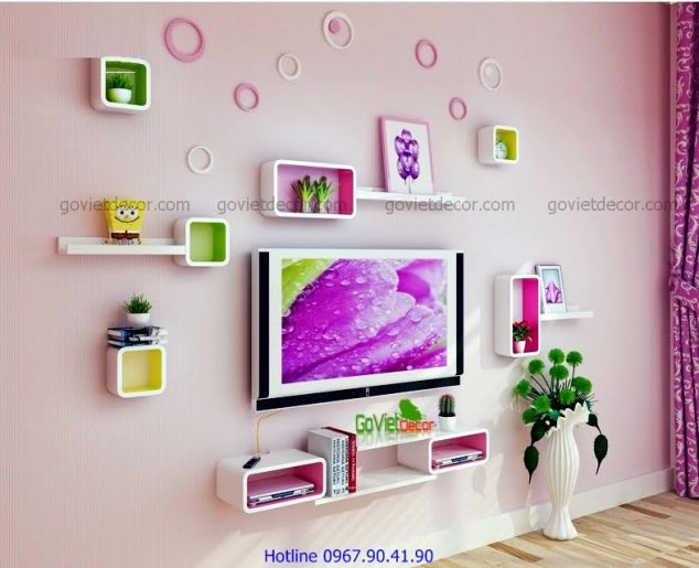 15 Marvelous Wall Racks Ideas for Living Room Will Fascinate You ke go trang tri tivi2065 634x515 15 Marvelous Wall Racks Ideas for Living Room Will Fascinate You