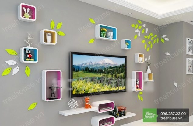 15 Marvelous Wall Racks Ideas for Living Room Will Fascinate You ke tivi go dep 634x415 15 Marvelous Wall Racks Ideas for Living Room Will Fascinate You