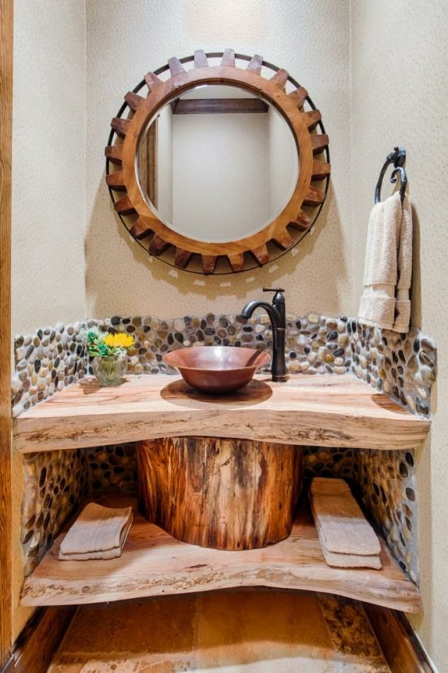 lavabos rusticos banos espacio estrecho1 634x951 15 Wooden Sink That are Eye Catcher in Every Bathroom