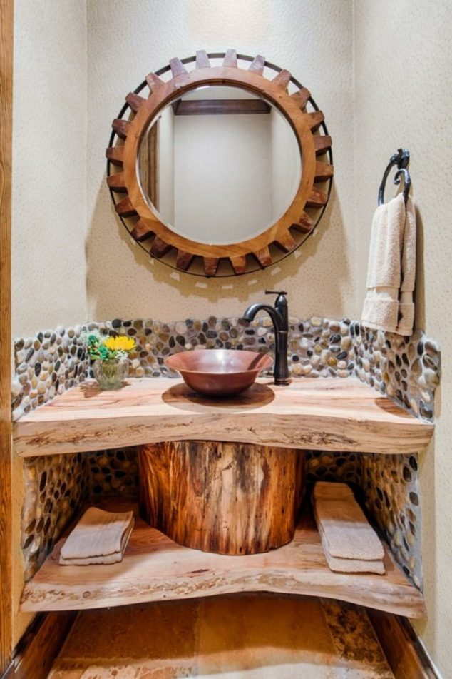 15 Wooden Sink That are Eye Catcher in Every Bathroom lavabos rusticos banos espacio estrecho1 634x951 15 Wooden Sink That are Eye Catcher in Every Bathroom