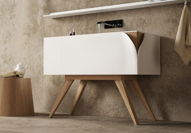 waschtisch weiss holz design nicola conti 634x443 15 Wooden Sink That are Eye Catcher in Every Bathroom