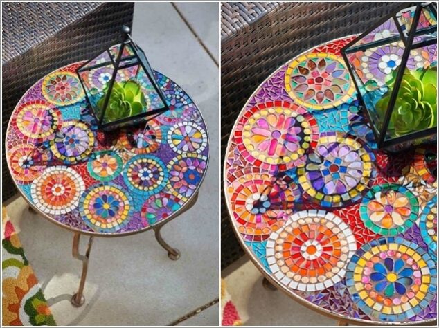 13 cheerful rainbow decor ideas for your homes outdoor 1 634x474 15 DIY Ideas About Mosaic Decor that Put a Spin on What Modern Means