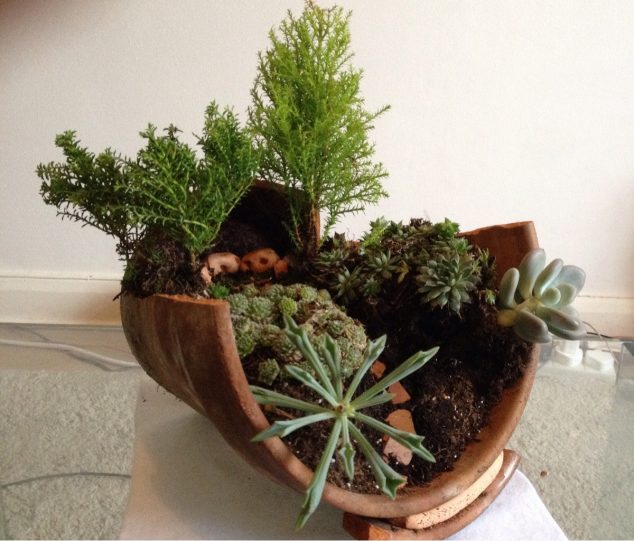 BUILD IT, dont buy it: DIY Broken Pot Fairy Garden 6674 bloempot op zn kant 634x541 BUILD IT, dont buy it: DIY Broken Pot Fairy Garden
