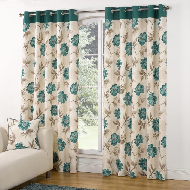 Casa Foral Trail Teal Green Curtains 634x634 16 Marvelous Curtains That Spell Luxury in Living Room