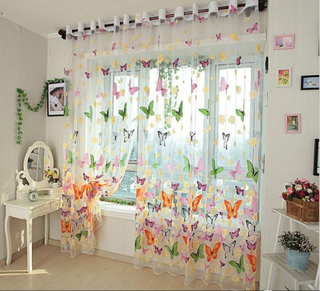 Chiffon Sheer Window Curtain Translucidus Butterfly All Match For Living Room font b Drawing b font 634x576 16 Marvelous Curtains That Spell Luxury in Living Room