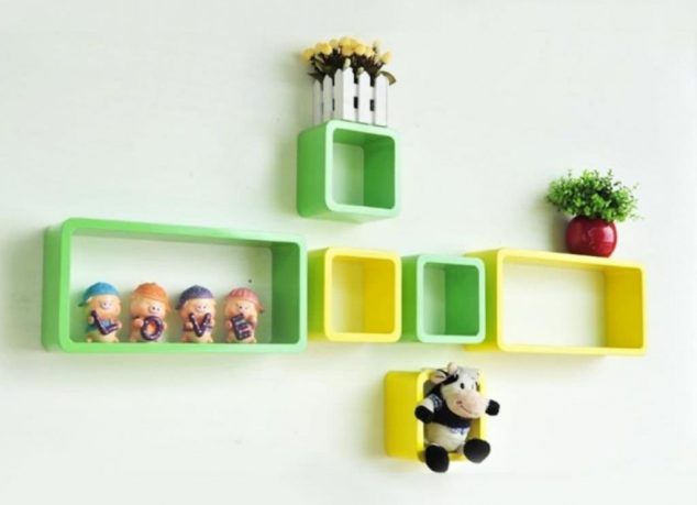 Colorful Floating Cube Wall Shelves 634x459 16 Exquisite Cube Floating Wall Shelves to Make You Say WOW