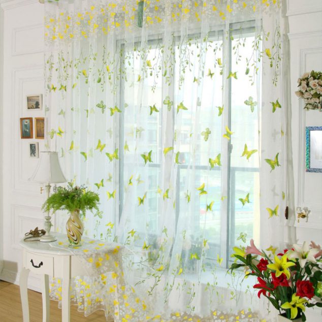 Floral window font b curtain b font font b butterfly b font for living room green 634x634 16 Marvelous Curtains That Spell Luxury in Living Room