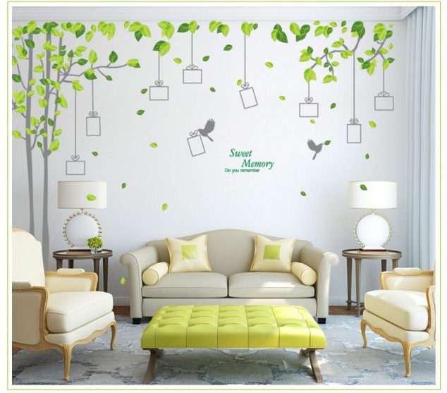 Full House photo font b frame b font silver font b green b font tree living 634x557 15 Heartwarming 3D Stickers for Exclusive House Walls