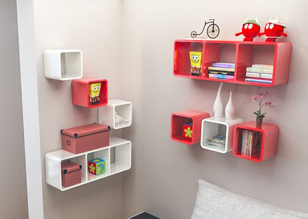 Set Of 6 Floating Wood Wall Cubes Shelves  57 634x450 16 Exquisite Cube Floating Wall Shelves to Make You Say WOW