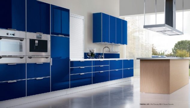 Tropea Kitchen Design with Blu Grenada doors 704x400 634x360 15 Elegant Minimalist Kitchen Design That Are Too Good to be Real